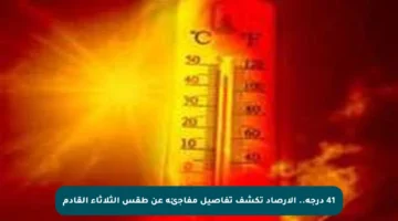 41 درجة.. الأرصاد تكشف تفاصيل مفاجئة عن طقس الثلاثاء القادم